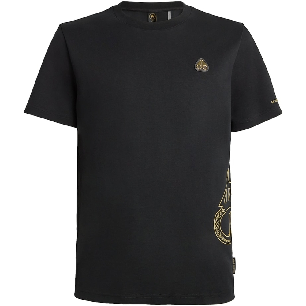 Moose Knuckles Snake Logo Black Tee with Gold Detailing size M0